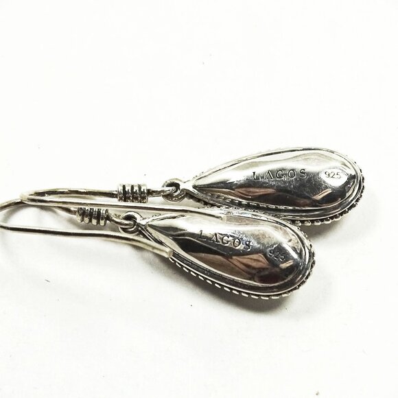 LAGOS Caviar Rock Collection Sterling Silver Faceted Teardrop Dangle Earrings - Picture 7 of 9